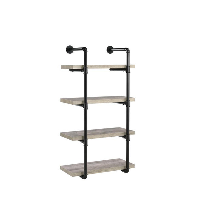 Elmcrest 24-inch Wall Shelf Black and Rustic Oak - De Avenue Furniture