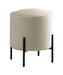Basye Round Upholstered Ottoman Beige and Matte Black - De Avenue Furniture