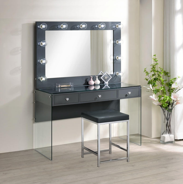 Afshan Upholstered Square Padded Cushion Vanity Stool - De Avenue Furniture
