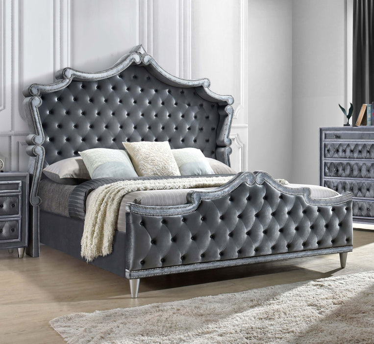Antonella Upholstered Tufted Eastern King Bed Grey - De Avenue Furniture