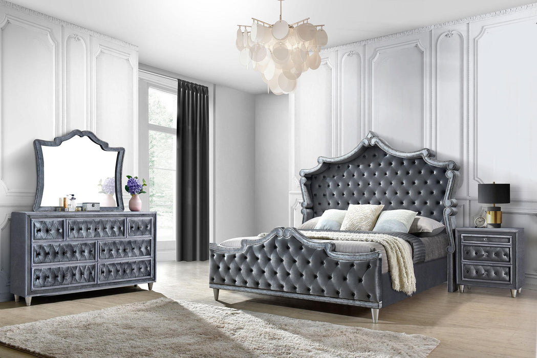 Antonella 4-Piece Queen Upholstered Tufted Bedroom Set Grey - De Avenue Furniture