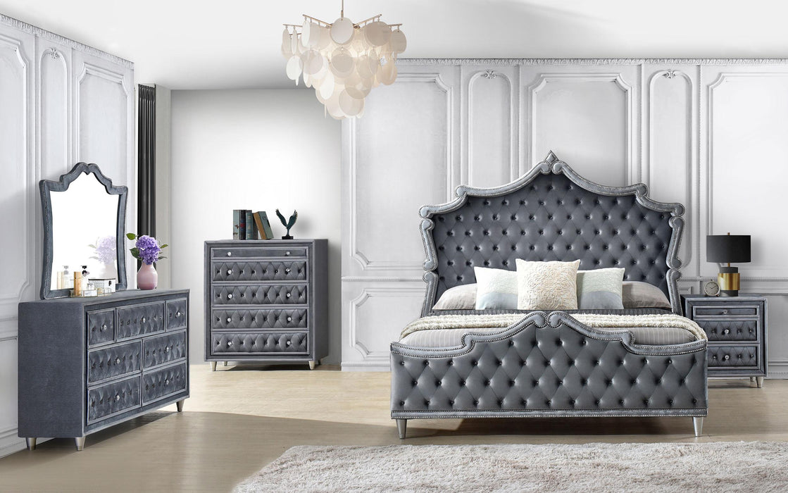 Antonella 4-Piece Queen Upholstered Tufted Bedroom Set Grey - De Avenue Furniture